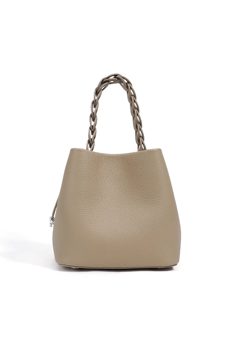 Damen Bucket Bag aus 100% Echtleder, Crossbody Schultertasche, Modische Designer-Shopper-Tasche, Trendige Marken-Handtasche – Detail 14