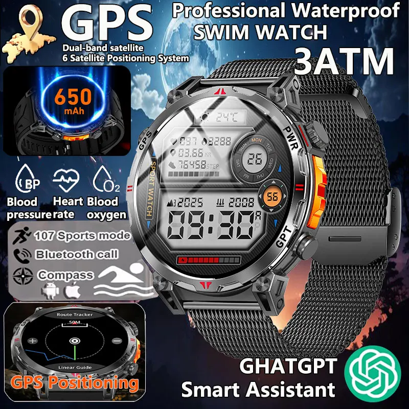 

2025 New GPS Sports Smart Watch GPT Heart Rate Blood Oxygen Monitoring AMOLED Altitude Pressure For Android IOS Smartwatches