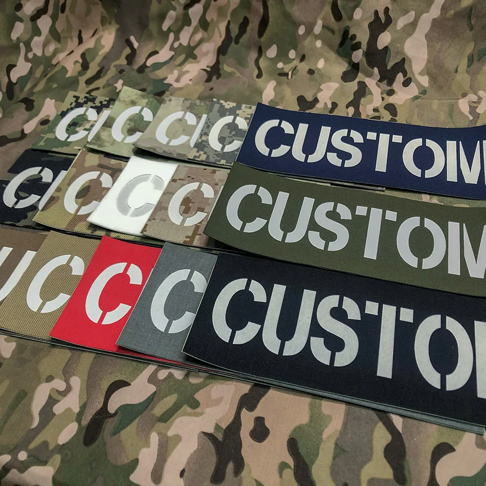 25cm IR IFF Infrared Reflection Back Patch Custom Laser Cut  Name Tapes White Letters Morale Tactics Military Airsoft