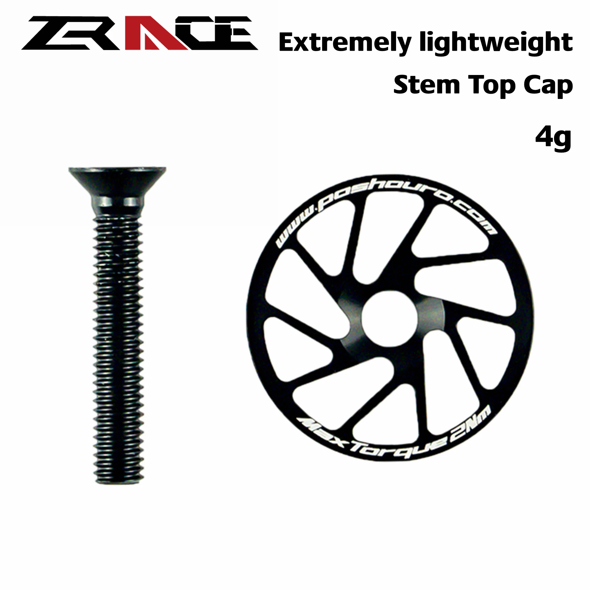 ZRACE 4g Extremely Lightweight Bicycle Stem / Headset Top Cap With Screw Headset Cover Extremely Light,Titanium Alloy Screw