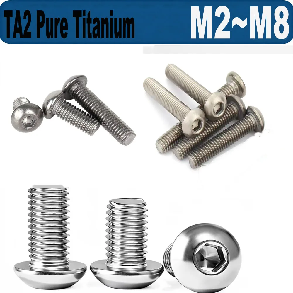

GB6170 M2 M2.5 M3 M4 M5 M6 M8 TA2 Pure Titanium Hex Screw Socket Allen Bolt Thread Machine Metal Screws