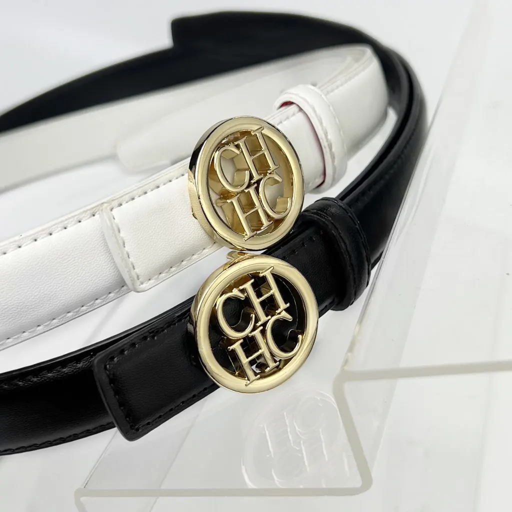 Sabuk Wanita Desain Mewah dengan Gesper Bulat Elegan untuk Jeans dan Gaun, Aksesori Fashion Mewah untuk Wanita