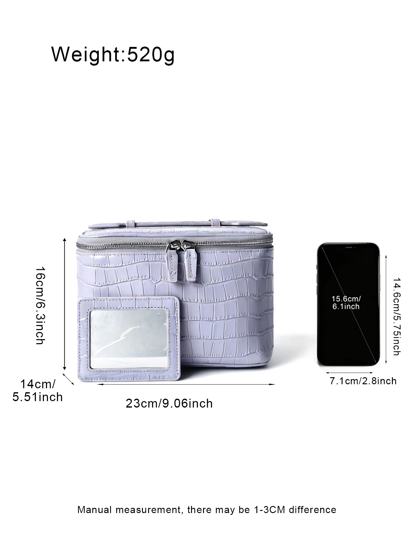 Kosmetiktaschen-Set aus echtem Leder mit lila Krokodilmuster, große Kapazität, Reise-Toilettentasche für Damen, Kosmetiktasche, Beutel – Detail 3