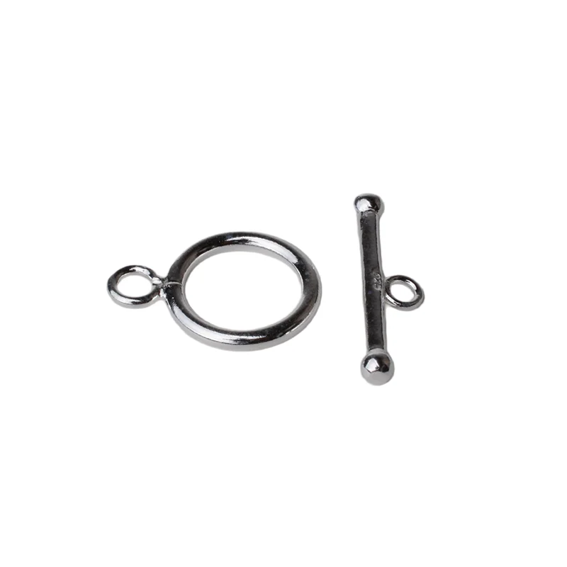 Solid 925 Sterling Silver Circle Toggle Clasp