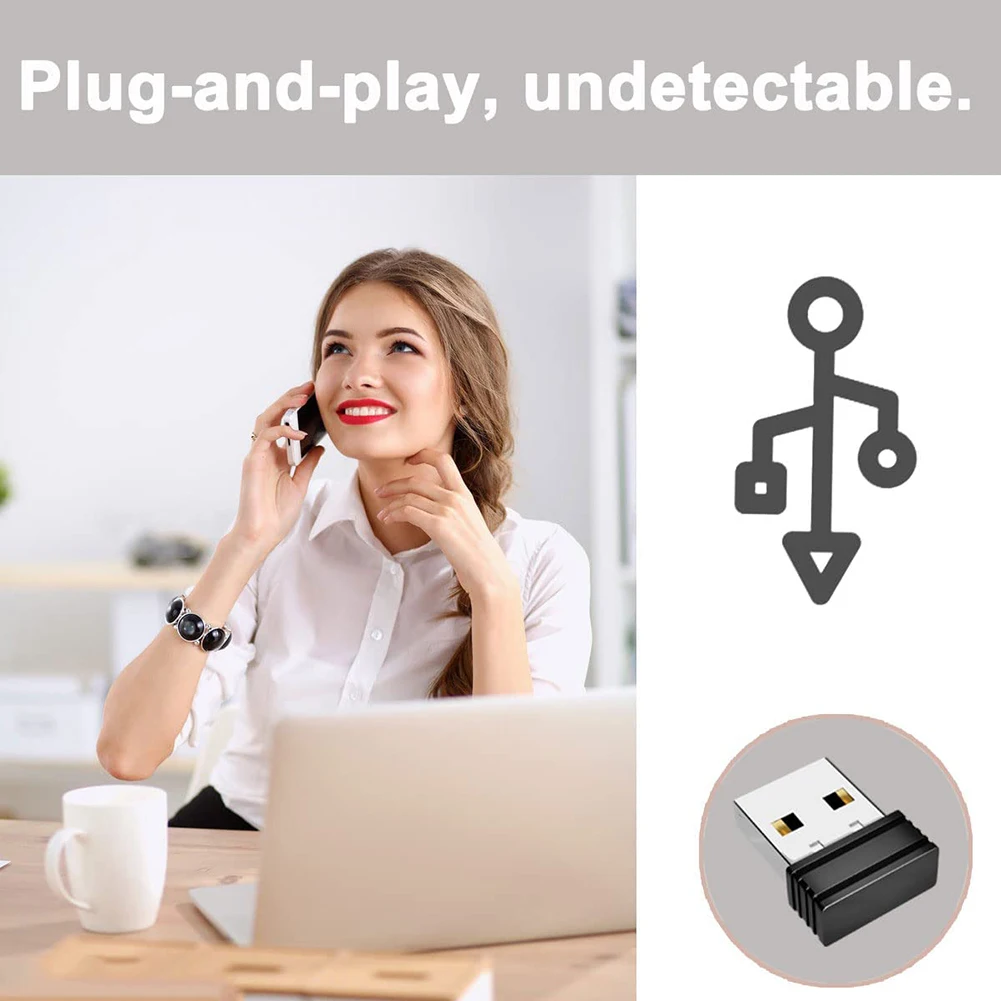 

Mini Automatic Mouse Jiggler Mover Undetectable USB Automatic Move Cursor Shaker Keeps Awake Indicator Light for Laptop Desktop
