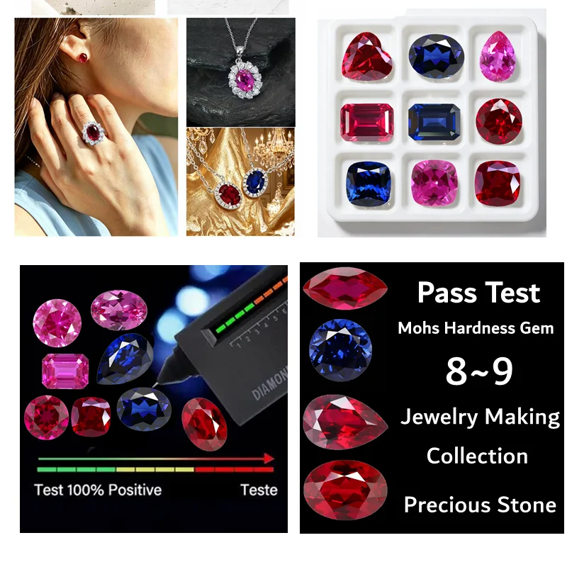 AAAA+ Pink Ruby Pass UV Test Fluorescent Ruby Oval Faceted Cut for Jewelry Making/Setting/Collection Gem Beads