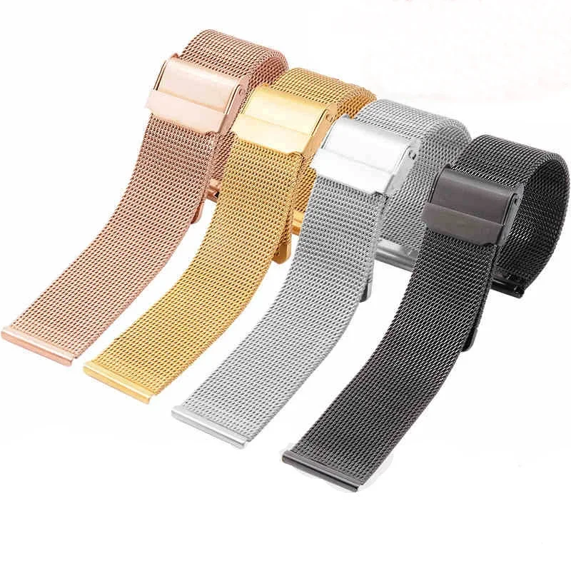 ميلانو حلقة سوار سوار فولاذي غير قابل للصدأ مشبك التأمين المزدوج لدانيال ويلينغتون 16 18 20 مللي متر سوار المعصم حزام الساعات