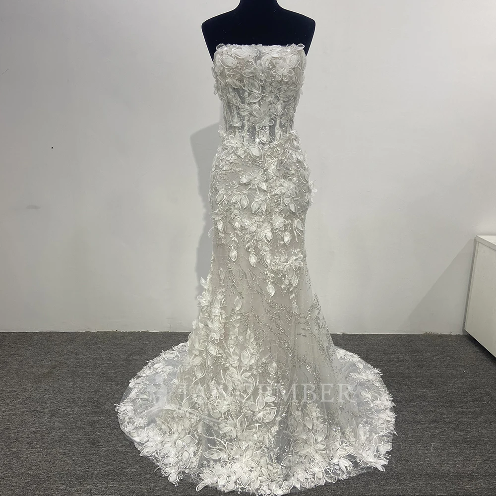 Stylish Wedding Dresses For Woman Bride 2025 Strapless Customized Sleeveless A-LINE Appliques Robe De Mariée Drop Shipping