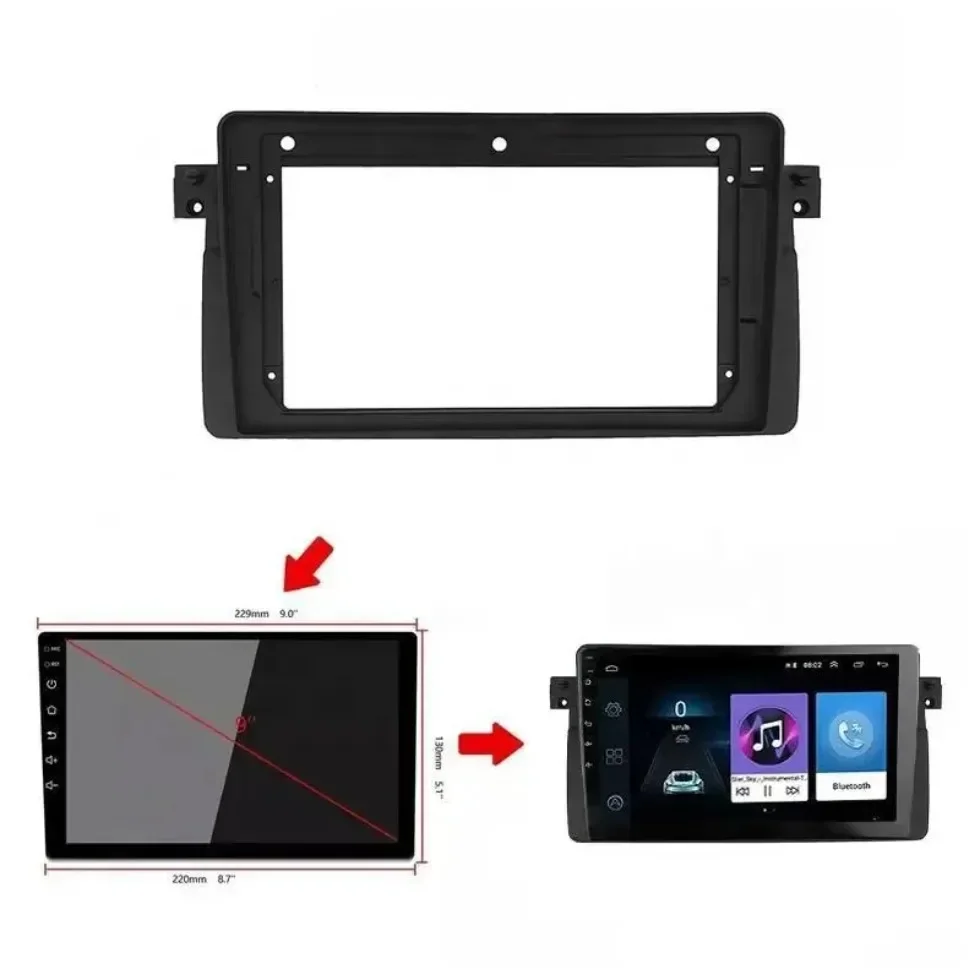 For BMW E46 1999-2005 9 inch Car Audio Radio Big Screen 2DIN Fascia Frame Adapter CD/DVD Player Dash Fitting Panel Frame Kit