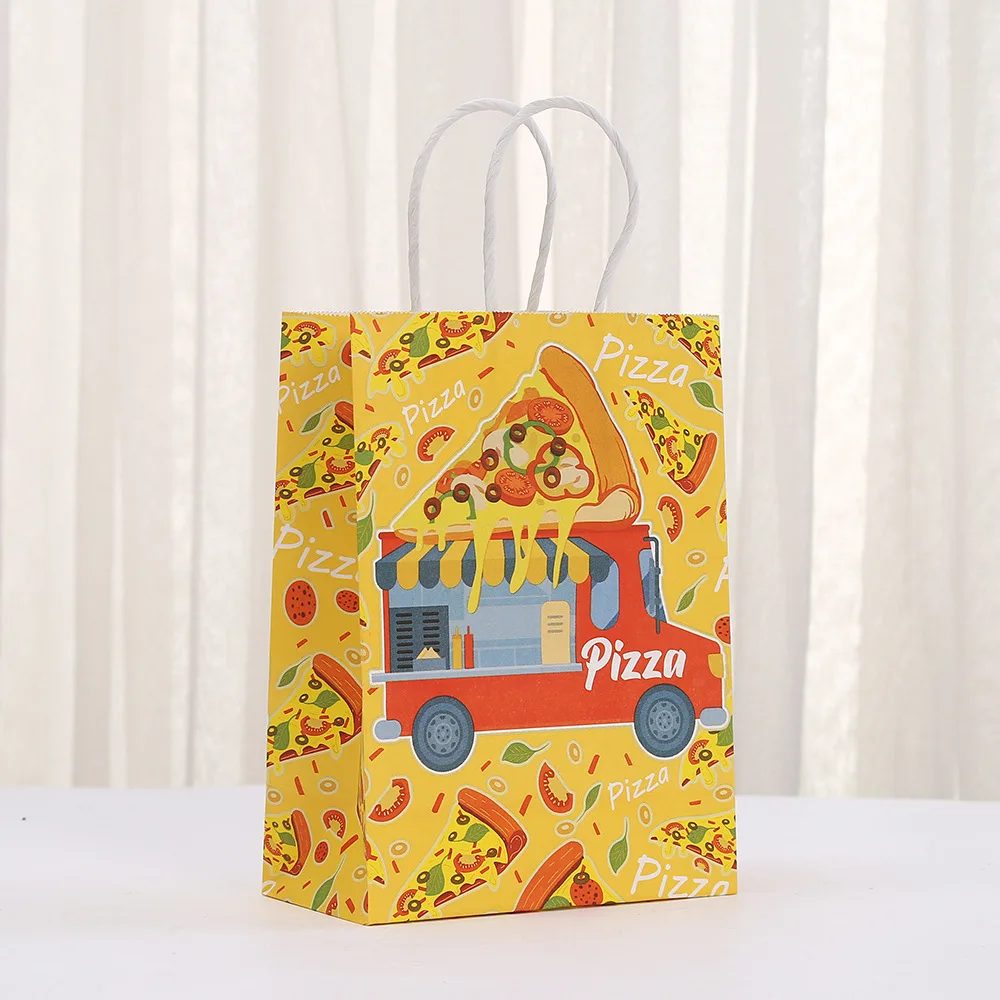 StoBag, Pizza themed Pattern Gift Bags, for Store Takeaway, Party supplies, Children\'s package, Reusable Paper, 12/30pcs