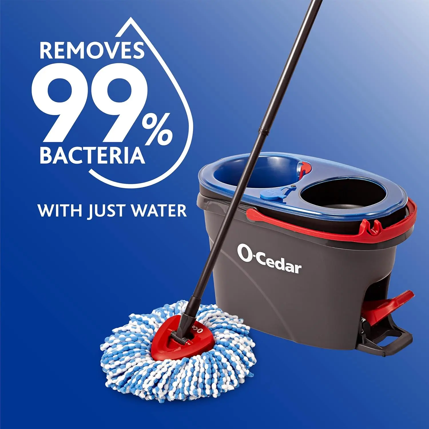 O-Cedar EasyWring RinseClean Microfiber Spin Mop & Bucket Floor Cleaning System, Grey