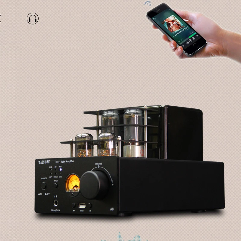 80W+80W Hifi Tube Amplifier High Power Fever Amplifier Auido Speaker Amplifier Home Theater Bluetooth 5.0 With Ear Amplifier