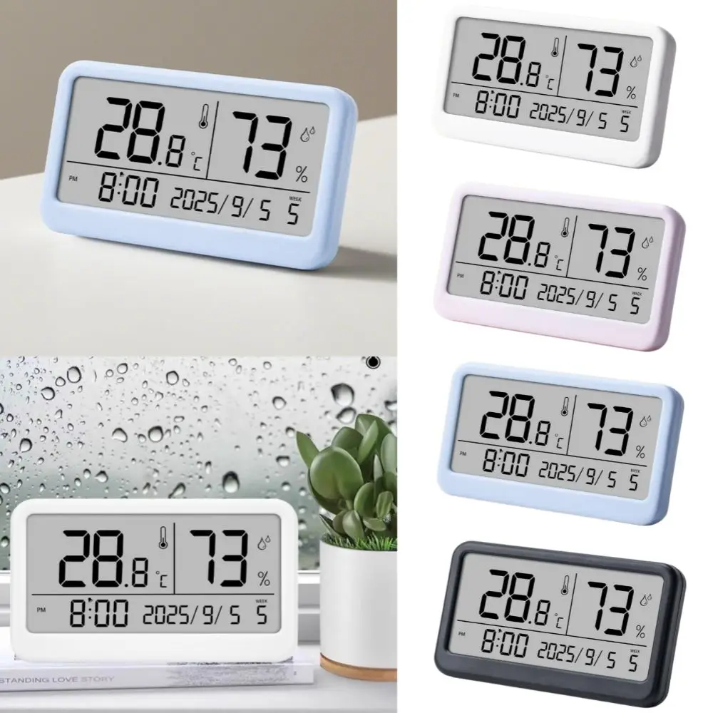 LCD Display Temperature Meter Magnetic Multi-functional Desktop Clock Wall Mount Real-Time Display Digital Alarm Clock Home Use
