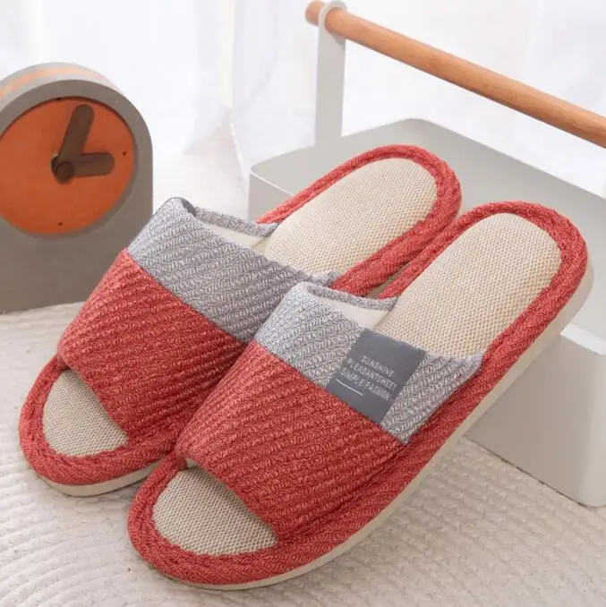 New Linen Home Indoor Slippers Floor Flat Shoes Spring Autumn Flip Flops Unisex Cotton Slides Comfortable Zapatillas