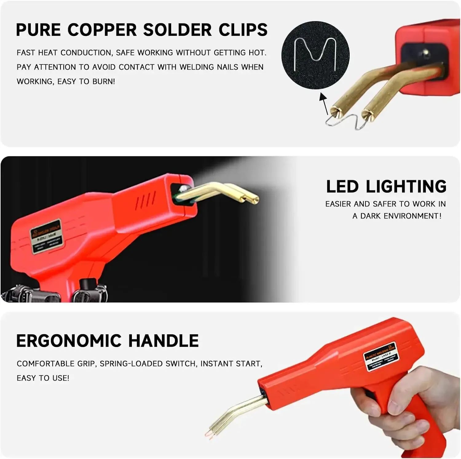 Red 50W Welding Machine EU Plastic Welding Gun With 4 Kind Of Nails Car Bumper Repair Cracking Tool Garage Nailer PVC Machine