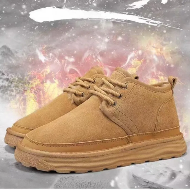 Men's Winter Snow Boots Thickened Comfortable Sports Casual Shoes for Man Outdoor Soft Bottom Anti-slip Plush Warm Cotton Shoes