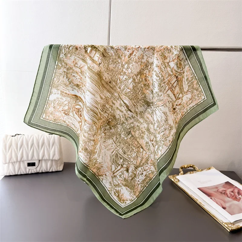 الفاخرة طباعة وشاح مربع للنساء القطن المخملية وشاح للرقبة شال الاعوجاج أنيقة منديل عصابات السيدات الحجاب