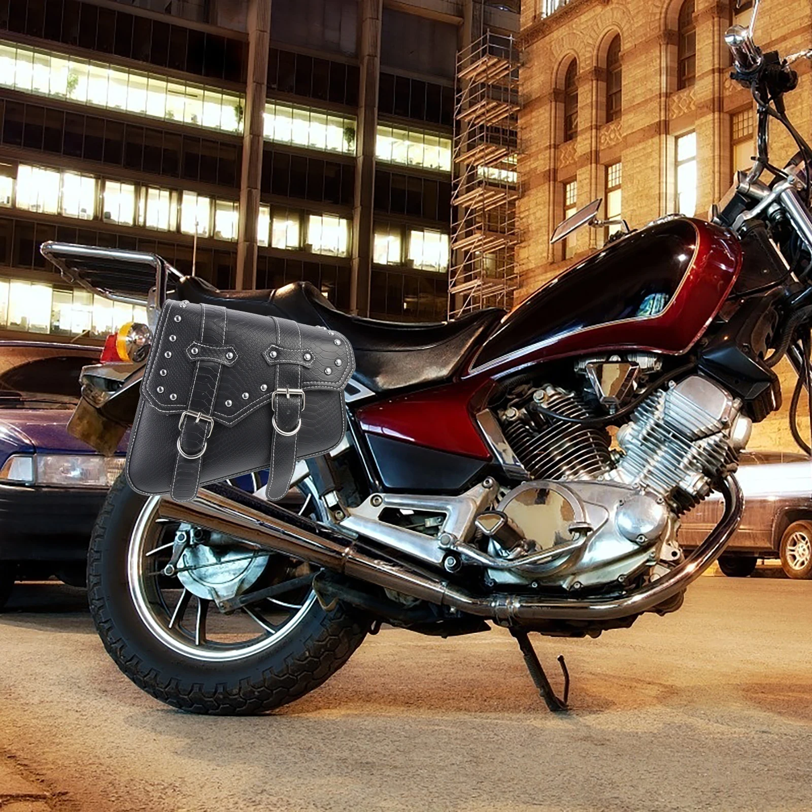 

Motorcycle Side Bag Large Capacity Durable Retro Saddlebags Easy Install Remove Practical Storage Tool Pouch For Bike