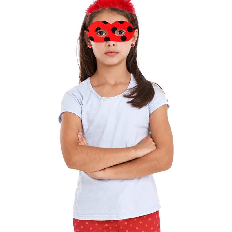 Bug Eye Masks,Gloves And Earrings Ladybird Costume Accessories Set For Kids Halloween Christmas Party Carnival Birthday Gifts