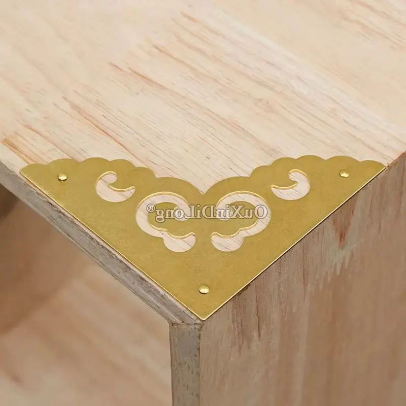 Retro 100PCS Brass Corner Protector Right Angle Storage Box Corner Protection Jewelry Gift Wooden Furniture Corner Protectors