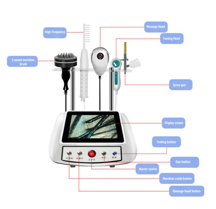 5 in 1 High Frequency Hair Growth Vibration massage Comb Machine With Scalp Detector Repair Damaged Hair Treatment