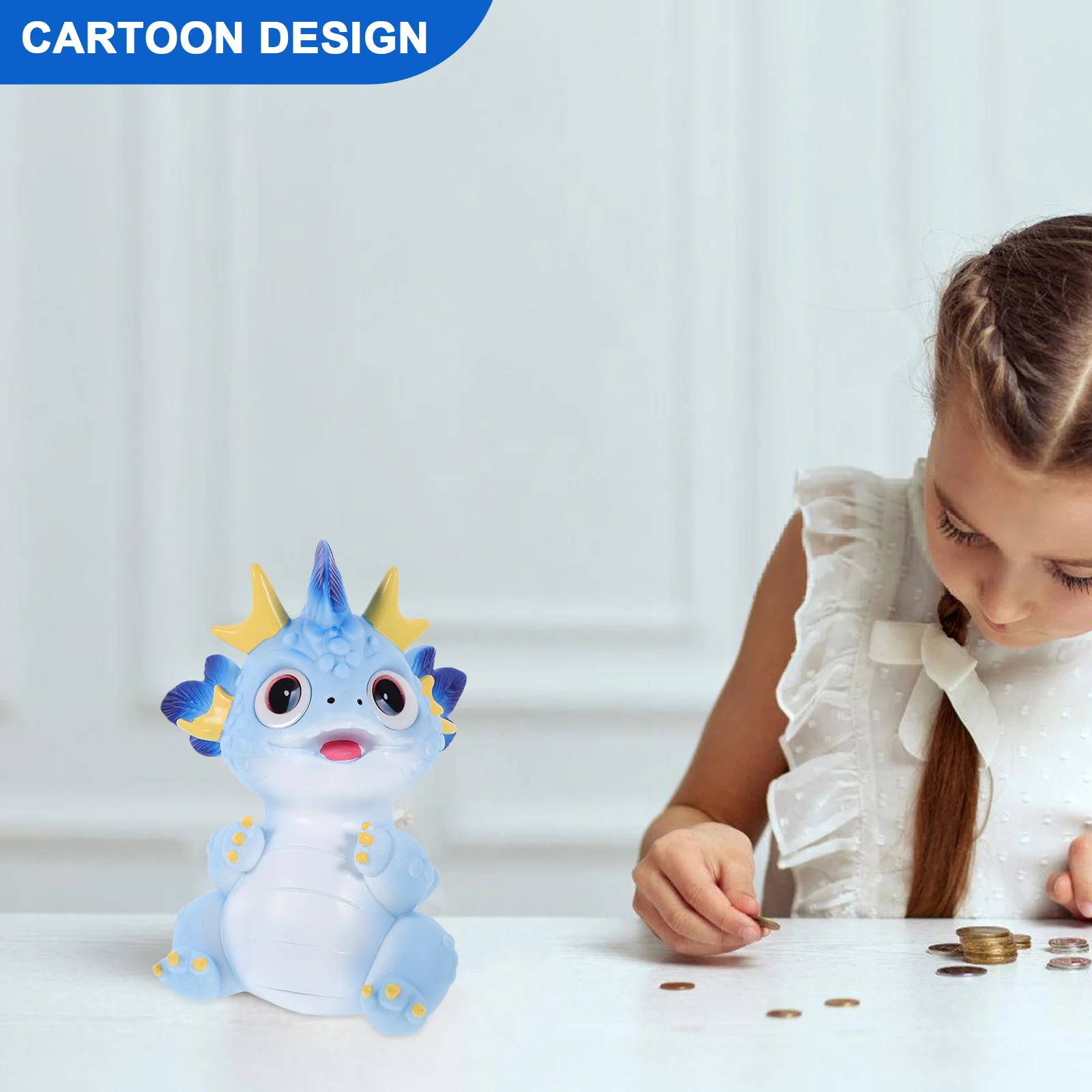 

Cute Chameleon Piggy Bank for Kids Fun Vinyl Coin Bank with Flat Base Sturdy Desktop Savings Jar for Home School Gift Idea