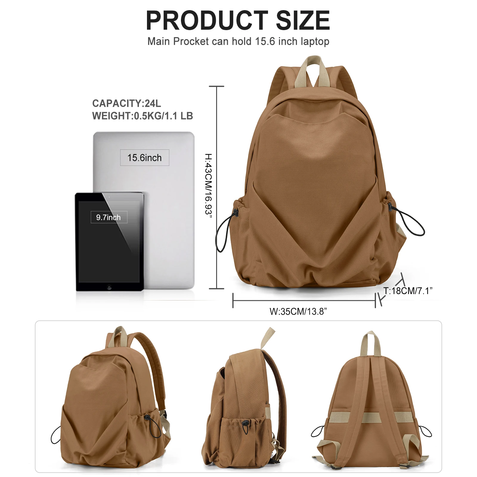 Simple School Backpack for Teens Girls Boys, 15.6 Laptop Backpack for Women Men, Casual Work Commuter Backpack College Daypacks