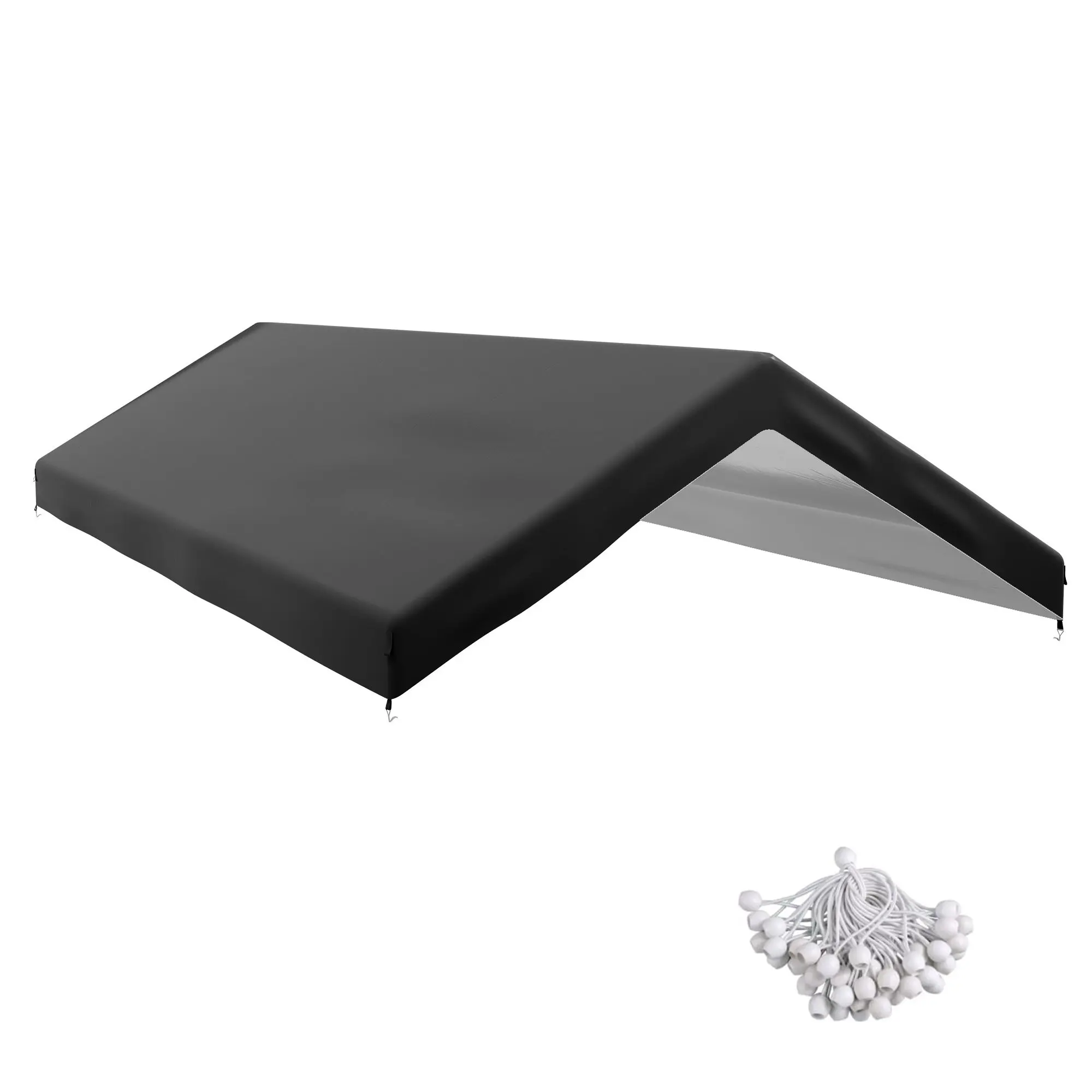 

Outsunny 10 x 20ft Carport Replacement Canopy, UV Resistant, with Ball Bungee Cords, Dark Gray