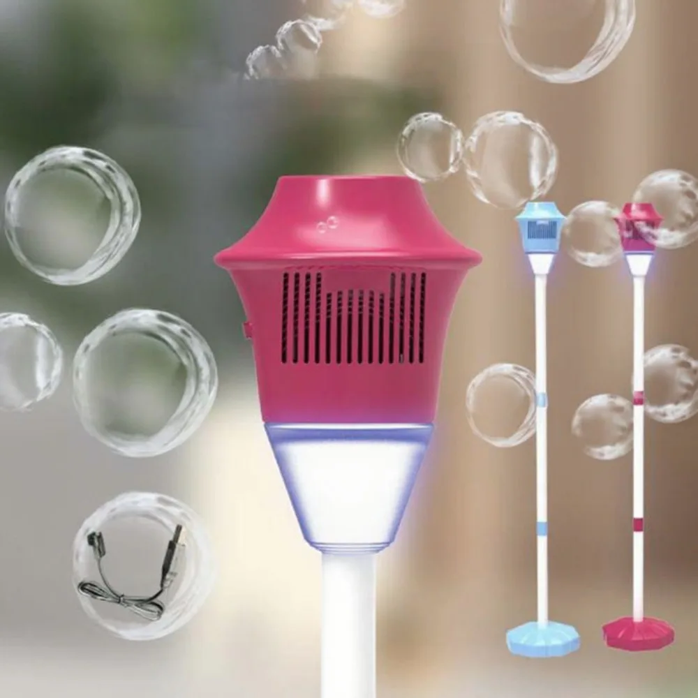 

Automatic Bubble Machine Height Adjustable Vertical Bubble Maker Rechargeable Interactive Kids Bubble Maker for Wedding Party
