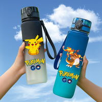 650ML Pokemon Pikachu Charizard Venusaur Sports Water Bottle With Portable Rope Travel Tea Cup Shaker Drink Bottle Fitness Jugs