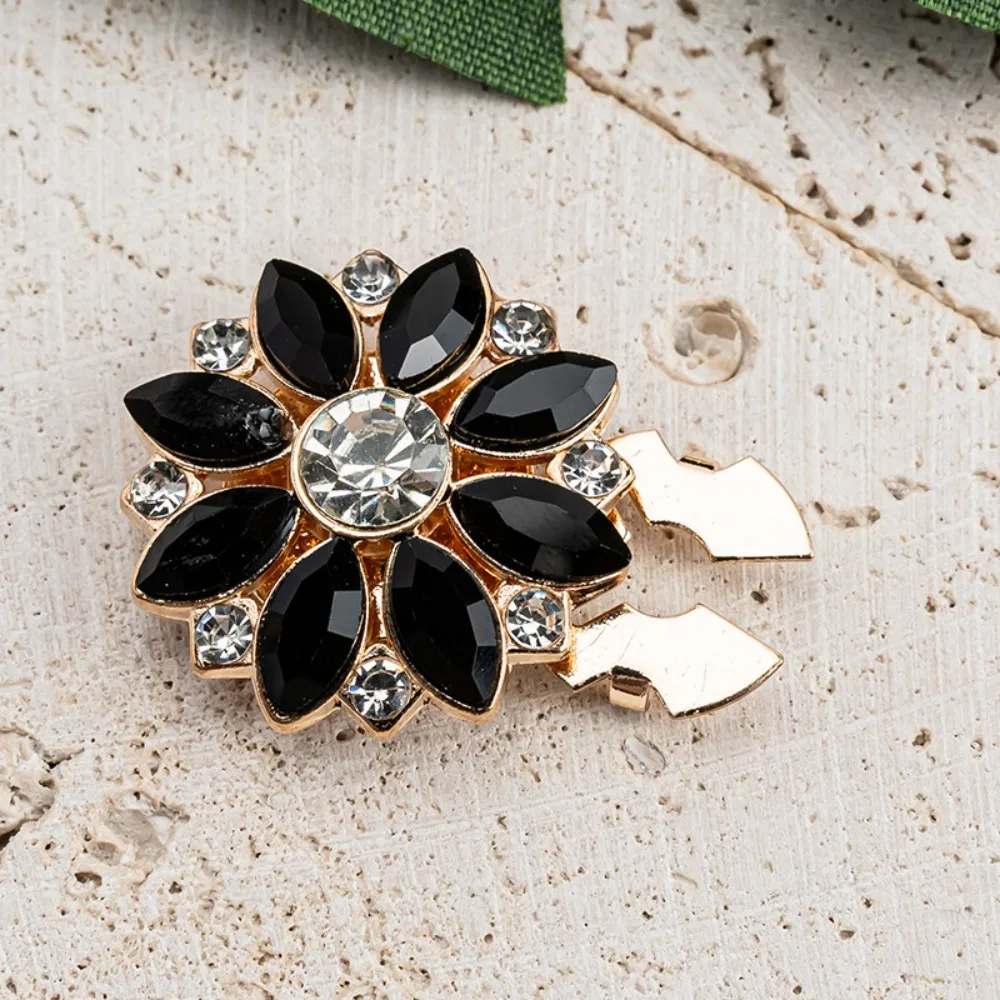 

3 PCS Rhinestone Pearl Flower Button Covers DIY Accessories Alloy Rhinestone Button Cover Handwoven Golden Base