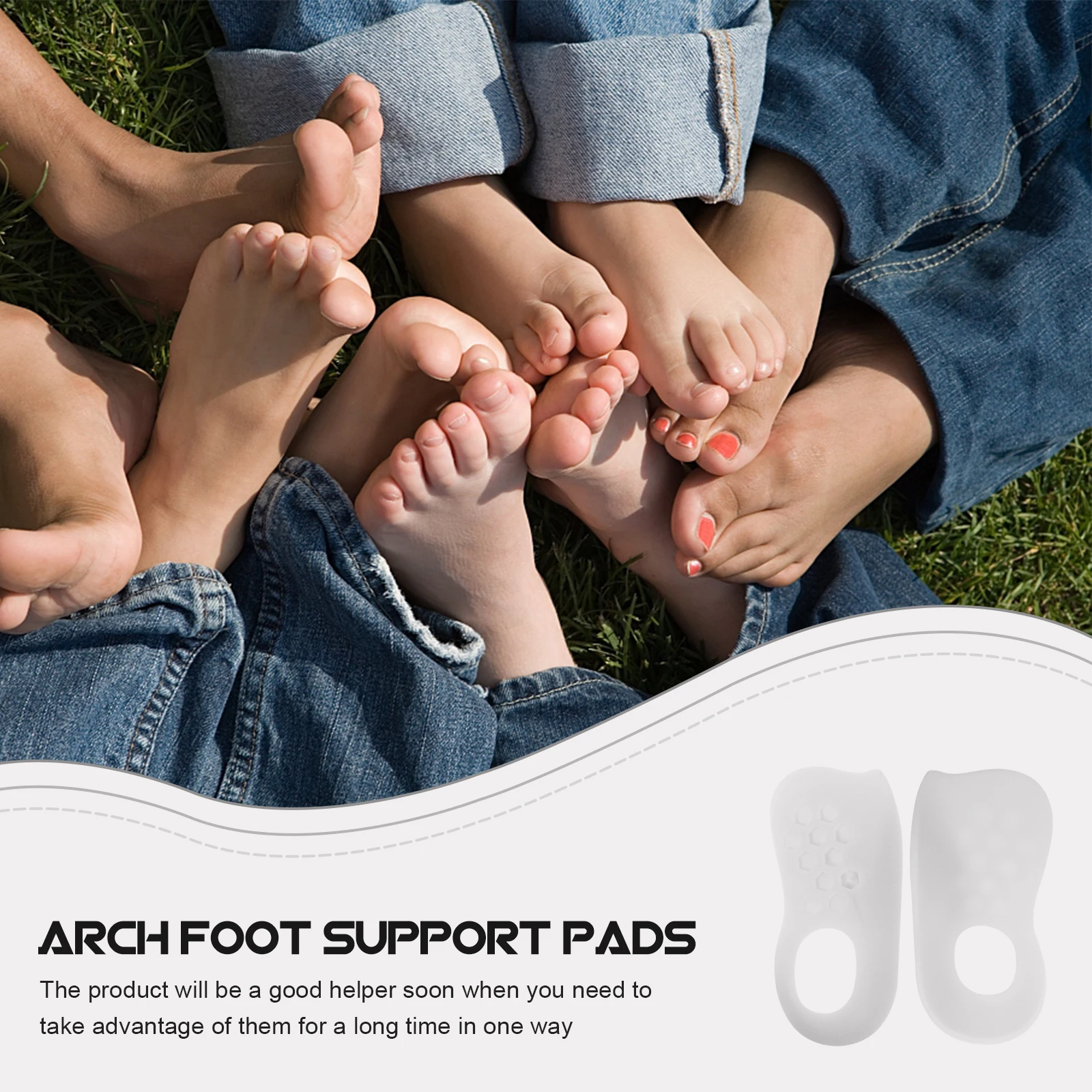 Arch Support Insoles TPR Feet Cushion Pad Practical Flat Foot Relief Walking Jogging Sports Anti Fatigue Gel