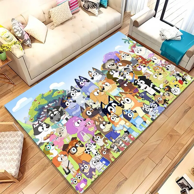 Cartoon Blue Dog Puppy Bingo Soft Non-Slip Large Area Rug for Living Room,Bedroom Playroom Carpet Mat for Sofa,Home Decor Gift