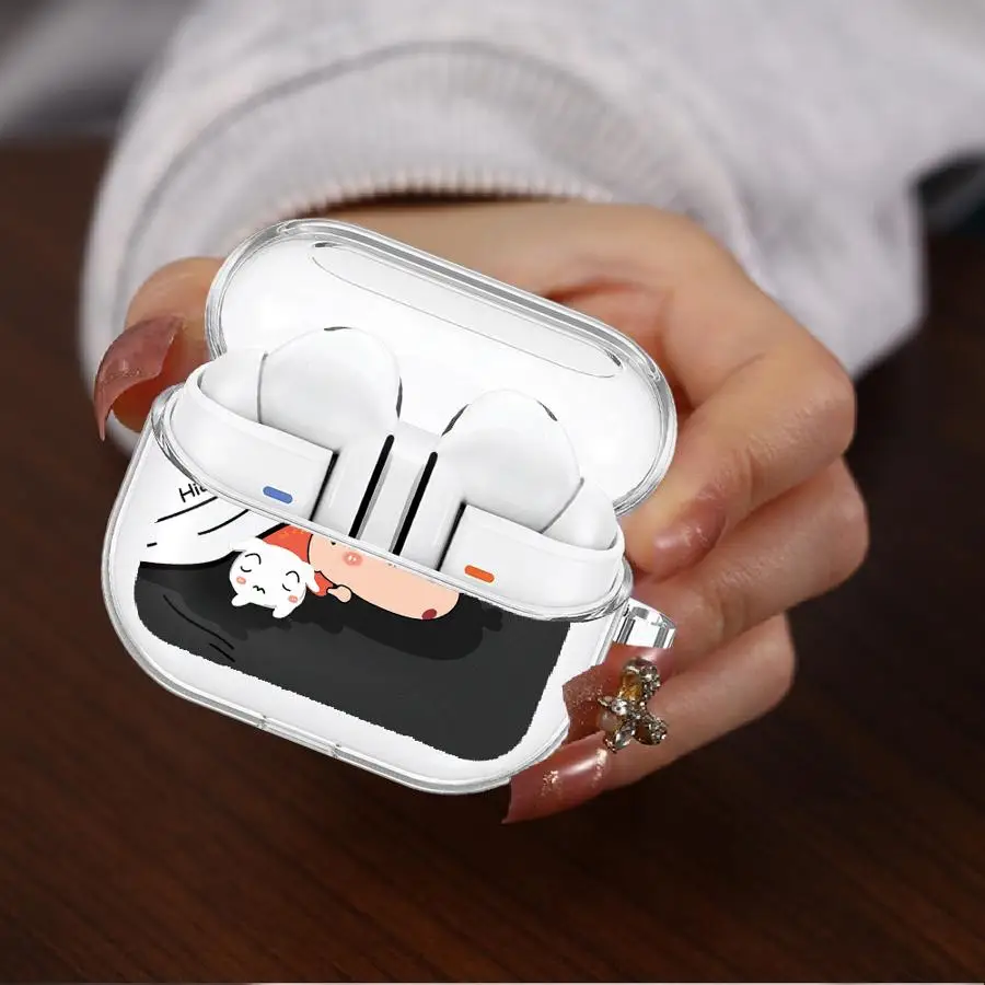 Cute Crayons Shinchan Clear Earphone Cases Cover With Hook Case For Samsung Galaxy Buds 4Pro Live 2 2Pro 3 FE 3Pro 4 Pro view 4