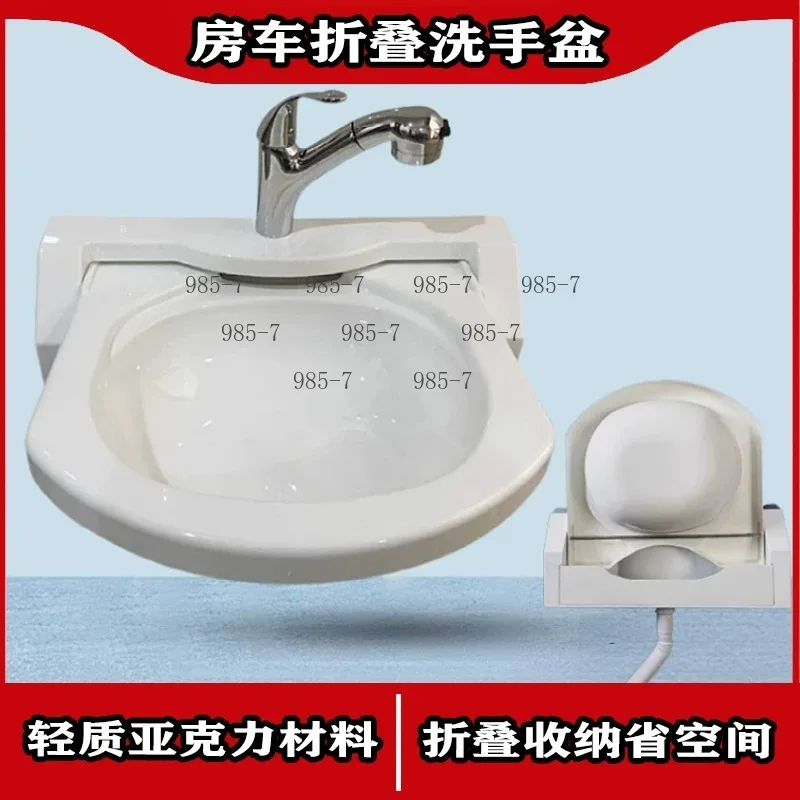 Camper Accessories Acrylic Folding Sink with Faucet Car Wash Basin for Motorhome Caravan Boat RV