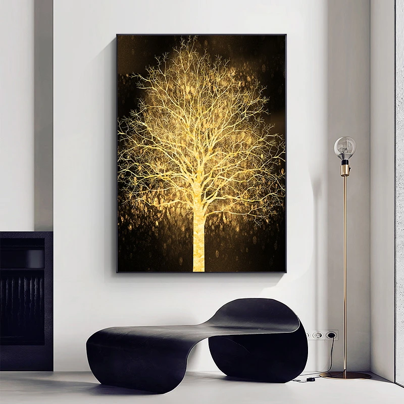 

Abstract Luminous Money Tree Canvas Poster Wall Art, Wall Decorative Paintings Modern Living Room， Room Home Decoration