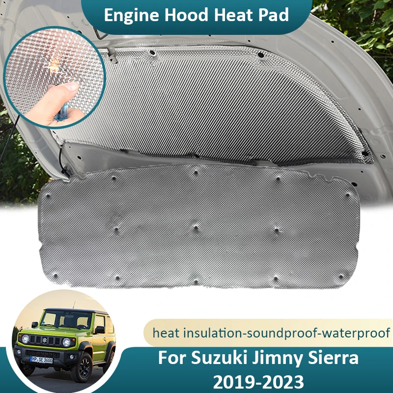 

Звуковая панель Переднего Капота двигателя для Suzuki Jimny Sierra JB64W JB74W 2019 2020 2021 2022 2023, хлопковый коврик, звукоизоляционный огнеупорный