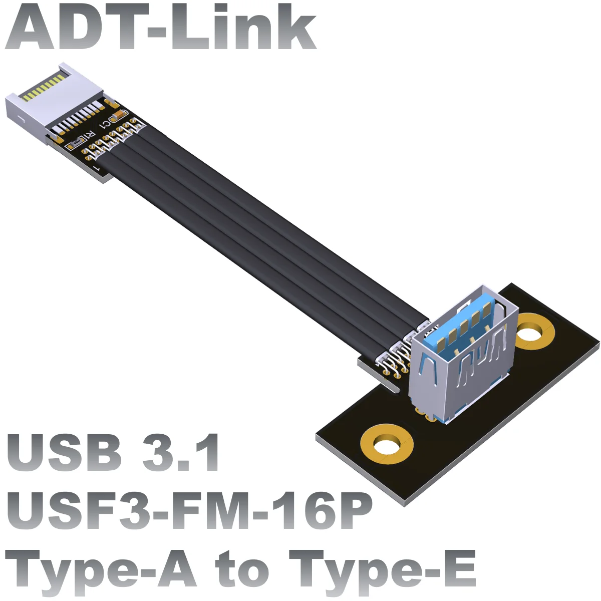 

USB3.1 Type-e port Extension Shielding Cable Mainboard front Angle with screw hole ADT