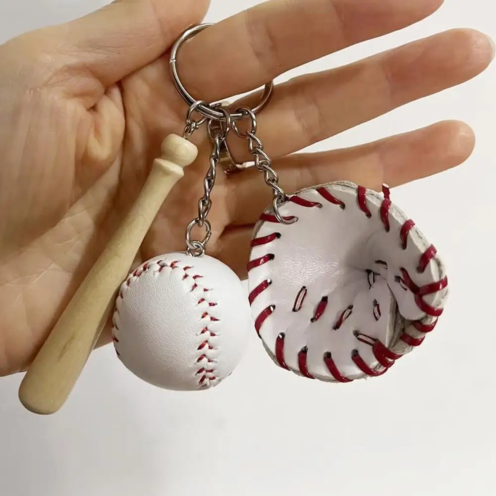 Sports Keychain Table Tennis Pendants Bat Ball Baseball Bat Gloves Racket Key Chain Car Key Chain Decor Fans Keyring