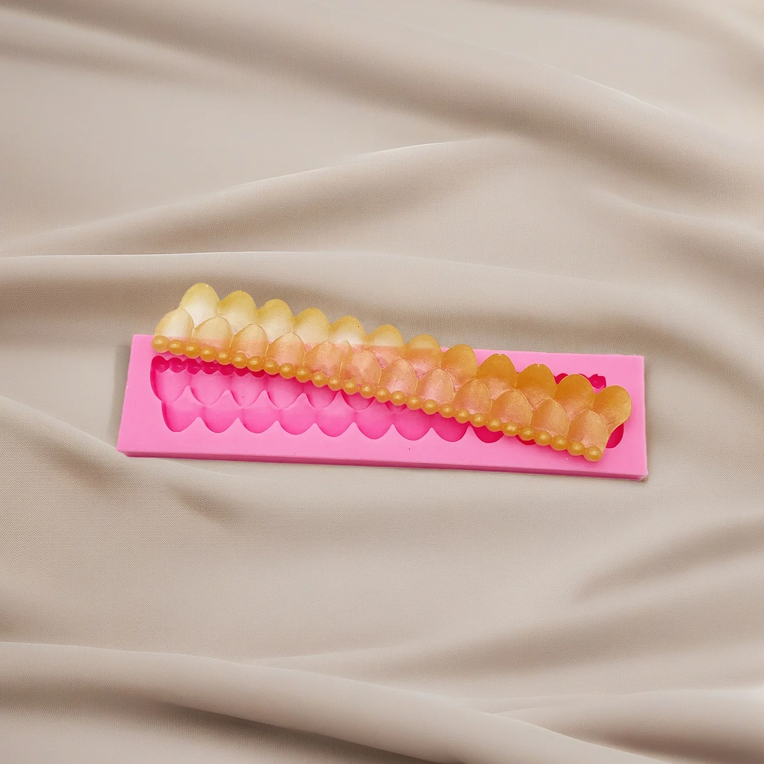 Long strip Silicone Fabric bow Tie Mold Fondant Mat Lace Baking Polymer Clay Gumpaste Mould for Cake Edge