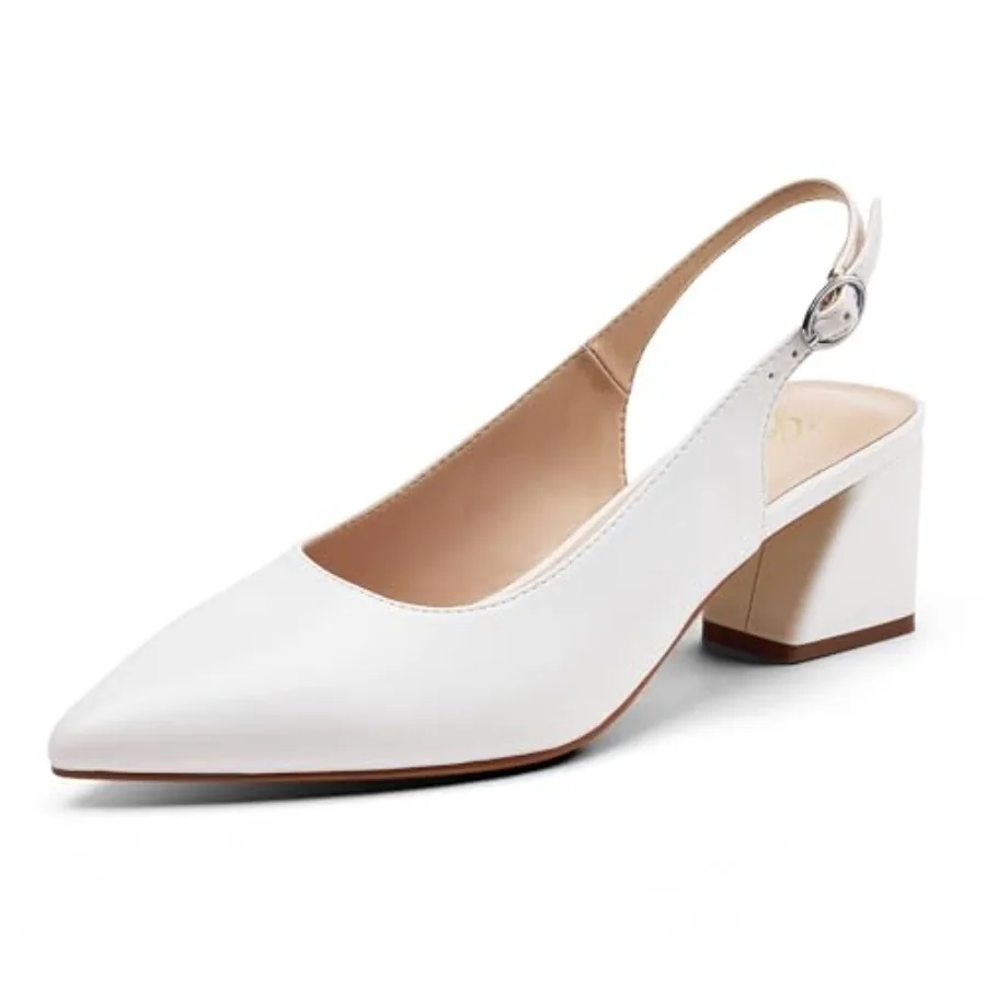 Women's Slingback Closed Toe Block Chunky Low Heel Pumps - 2.3 Inch Office Wedding Party Dress Shoes