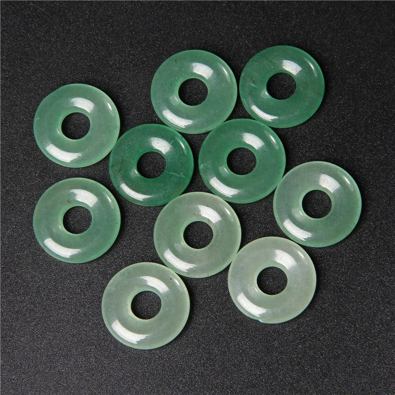 5PCS 18mm Big Hole Natural Stone Beads Round Donut Quartz Crystal Charm Beads for Jewelry Making DIY Accessries Wholesale