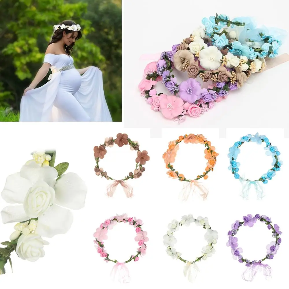 Girls Beach Wreath Decoration Bride Hair Wreaths Wedding Garland Flower Hairband Crown Forehead Hair Band