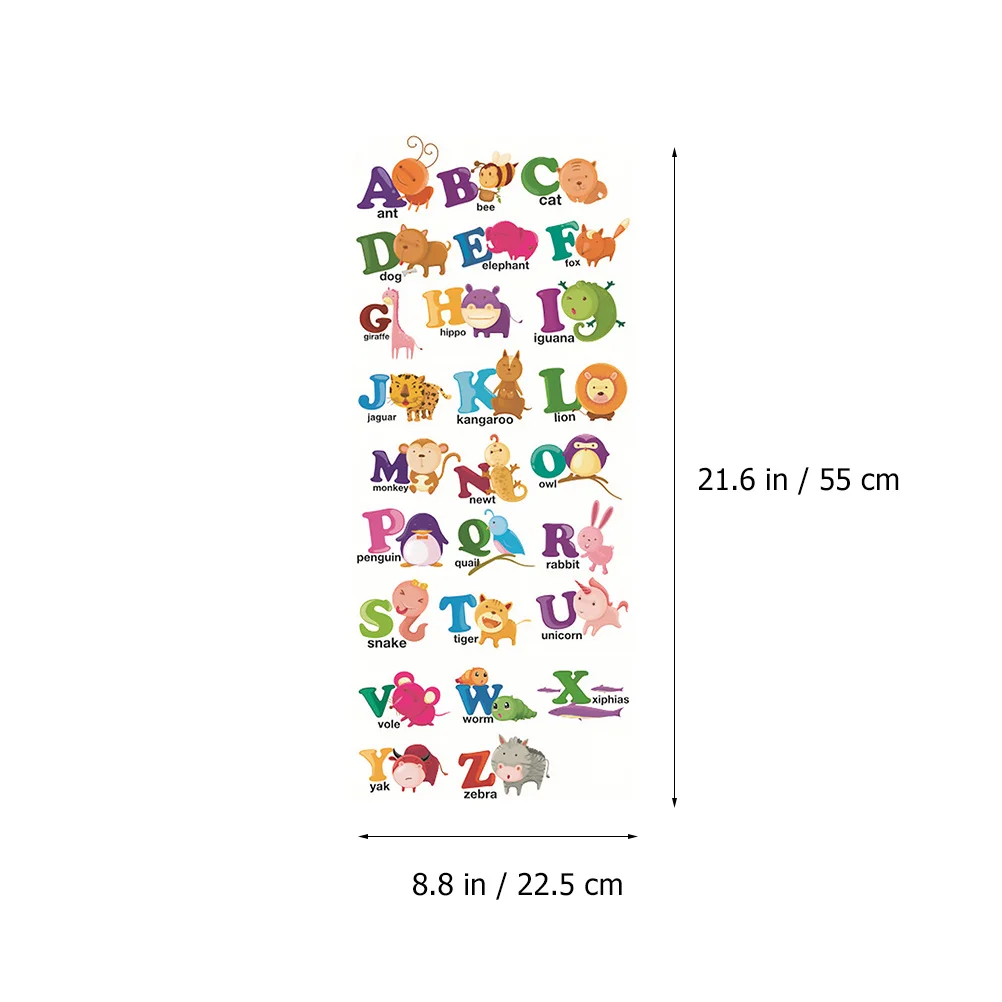 

2Pcs Wall Sticker Animal Alphabet Decorative PVC Kids Room Bedroom Living Room Office Removable Wall Decals Cartoon Design