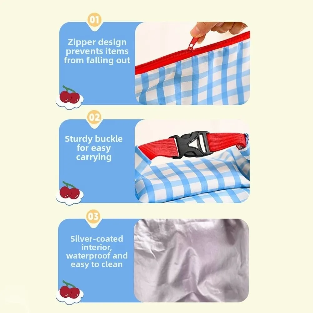 Cute Cartoon Print Lunch Bag Oil-proof Large Capacity Outdoor Picnic Bag Fresh-Keeping Portable Students Lunchbox Bag