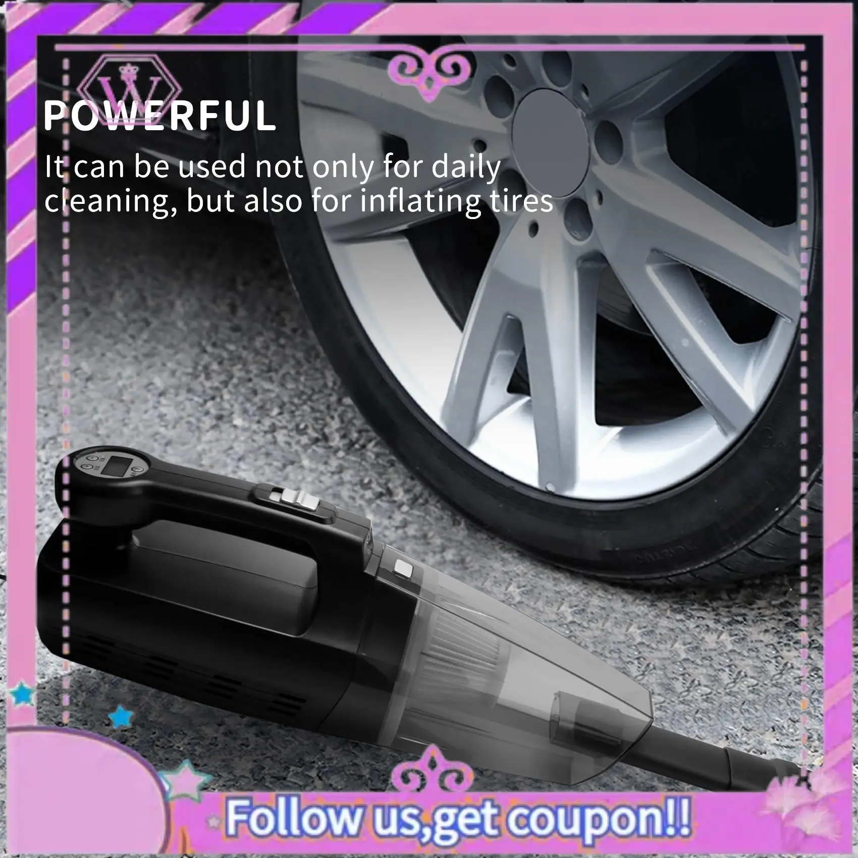

A90U-4 In 1 Car Vacuum Cleaner Tire Inflator 7000PA High Power Suction Wet/Dry Portable Vacuum Cleaner With LCD Display
