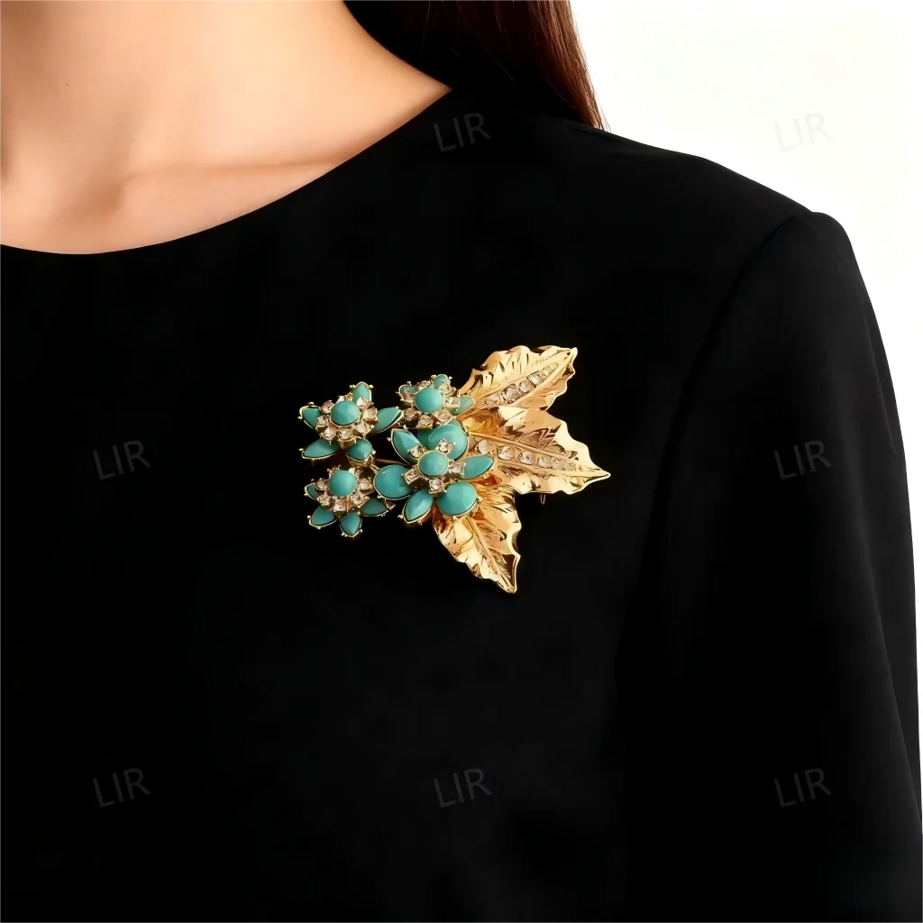 بروش LIR New INS Style: زهرة نباتية لامعة من الزركون AAA | سترة السترة طوق دبوس العصرية #2