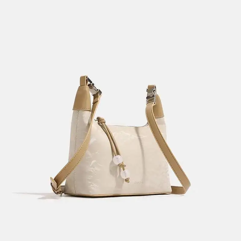 Bloom Chinese Style Y2k Hand Women Vintage Pu Leather Handle Hobos Bags Purse Female Retro Elegant Messenger Bag Aesthetic