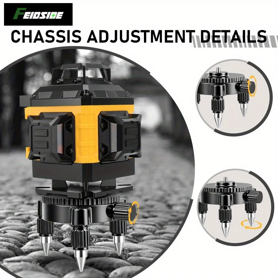 هيلدا 16 خط مستوى ليزر احترافي 4x360 ° أداة مستوى الليزر ذات الخط المتقاطع الأخضر للبناء وتعليق الصور مع البطاريات #3