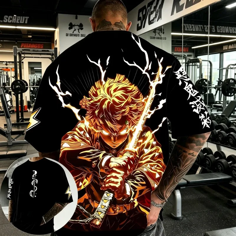 2026 Summer Demon Slayer Anime Printed Men, Women Summer T-shirt Casual Parent Child Tops Fashion Street Wear Y2K Harajuku Style